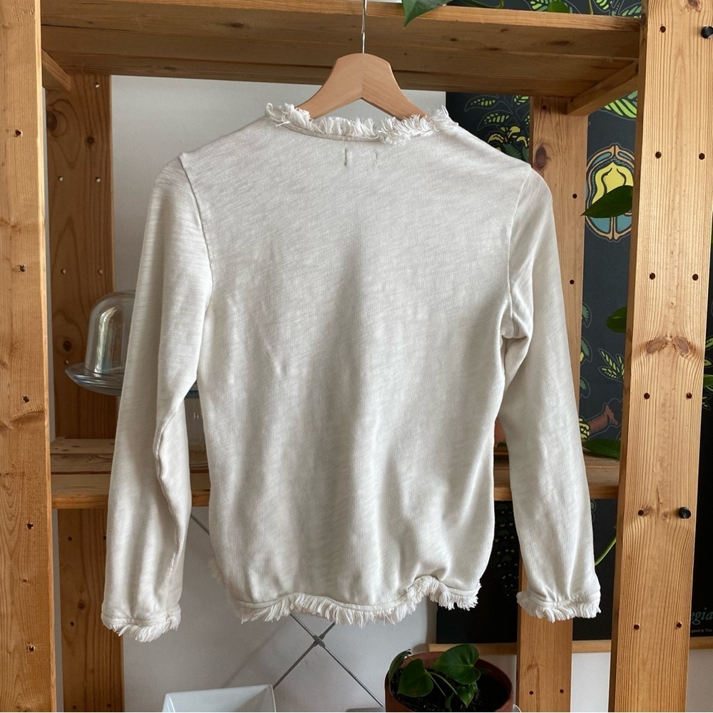 Spartina 449 Cream White Clara Convertible Fringe Cardigan Sweater XS - Picture 6 of 16